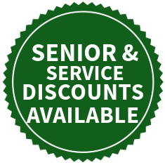 Senior and Service Discounts Available